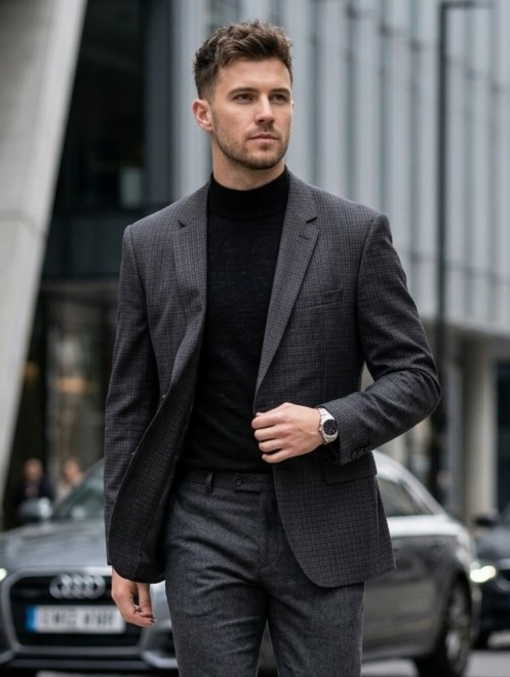 BOSS Hugo Boss 44R Hutch 3 Old Money Quiet Luxury Academia Check Wool Blazer